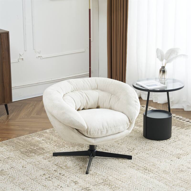 Ergonomic Chenille Office Chair Swivel Chair, Rotating Chair Club Chair Accent Chair with Removable Cushion