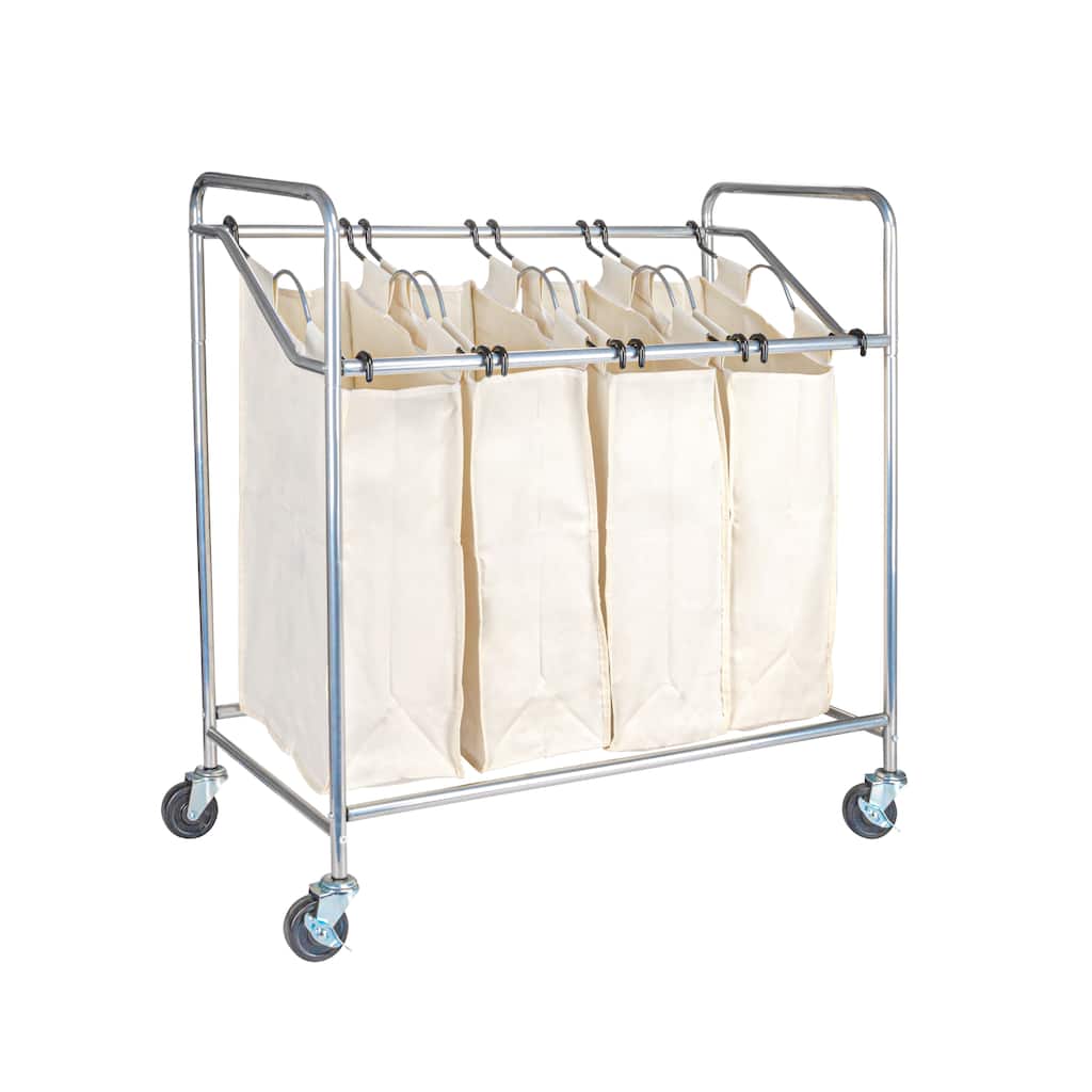 Household Essentials 4 Bag Laundry Sorter Cart with Washable and Removable Bags - 17.0"L x 34.0"W x 33.0"H