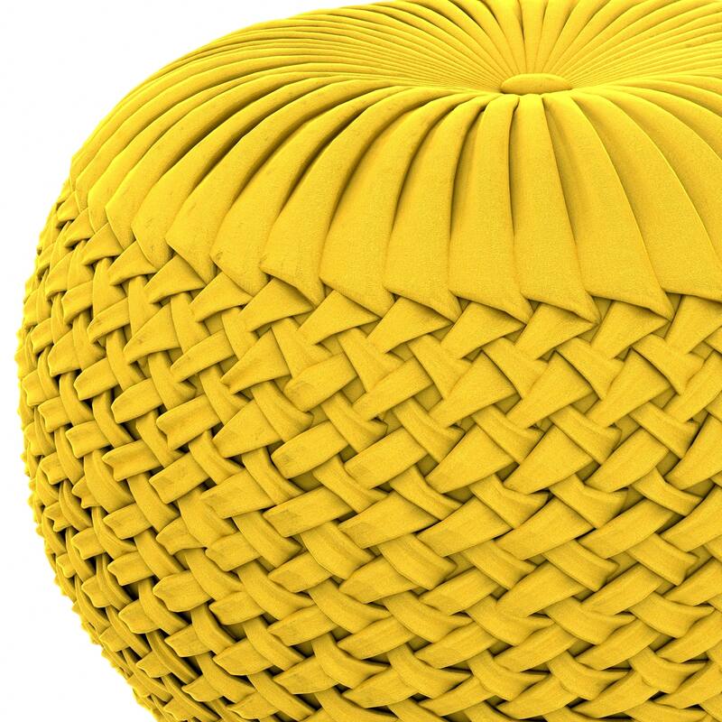 WYNDENHALL Faye Round Pouf in Velvet Fabric