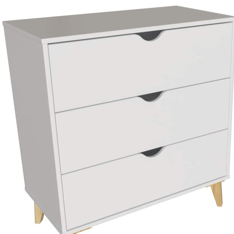 HomeRoots 30" White Three Drawer Dresser