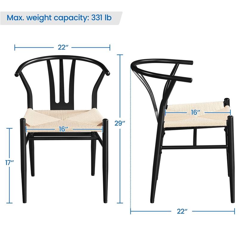 Yaheetech 2PCS Modern Weave Arm Chair With Open Backrest