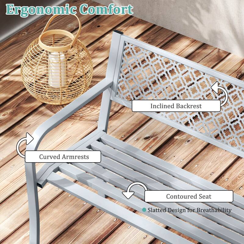 Costway 50" Outdoor Garden Bench with Geometric Lattice Backrest - See Details