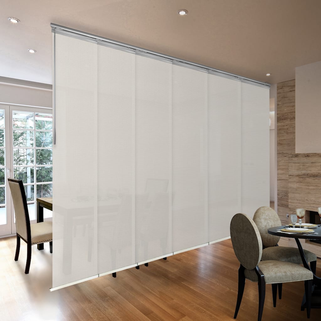 InStyleDesign Ecru Lattice 6-Panel Single Rail Panel Track Extendable 70"-130"W, Panel width 23.5".