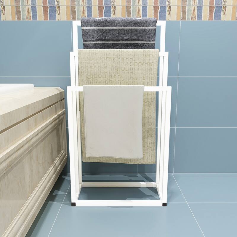 Metal Freestanding Towel Rack - White