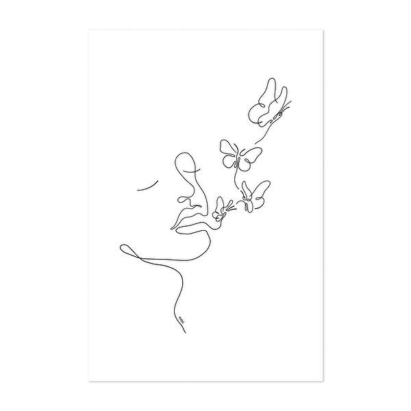Butterflies in my stomach Line Drawings Feminine Art Print/Poster Bed