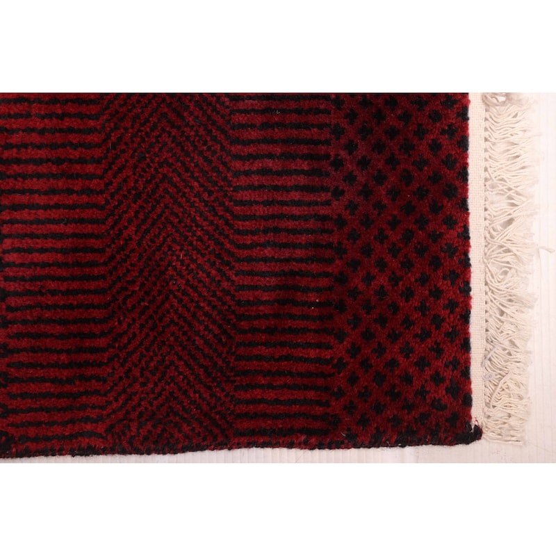 ECARPETGALLERY Hand-knotted Finest Silk Shadow Dark Red Wool Rug - 10'0 x 14'3