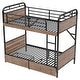 preview thumbnail 13 of 13, Detachable Bunk Bed Convertible 2 Beds, Black Metal Twin XL Over Twin XL Bed Frame with 2 Drawers, Lights and Charge Station