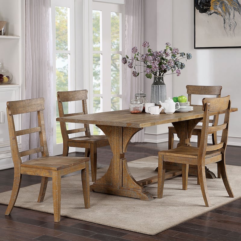 Furniture of America Badri Rustic 76-inch Solid Wood Dining Table