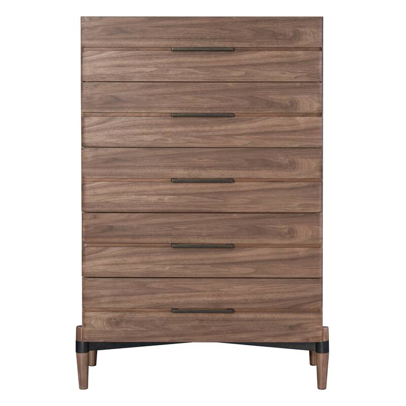 Bridgevine Home Tranquility Five Drawer Chest, No Assembly Required, Walnut Finish