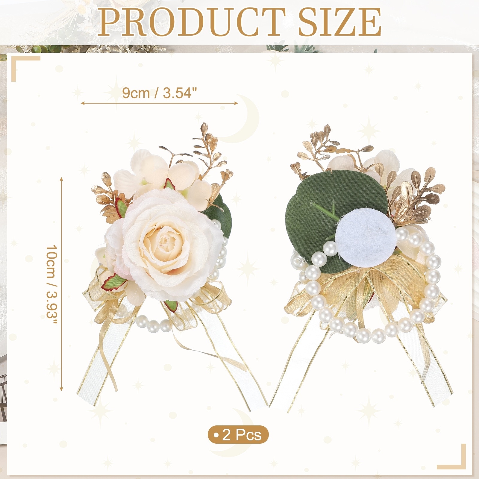 Flower Wrist Corsage Bracelets, Artificial Flowers Corsage Wristlet for Wedding - 10x9cm