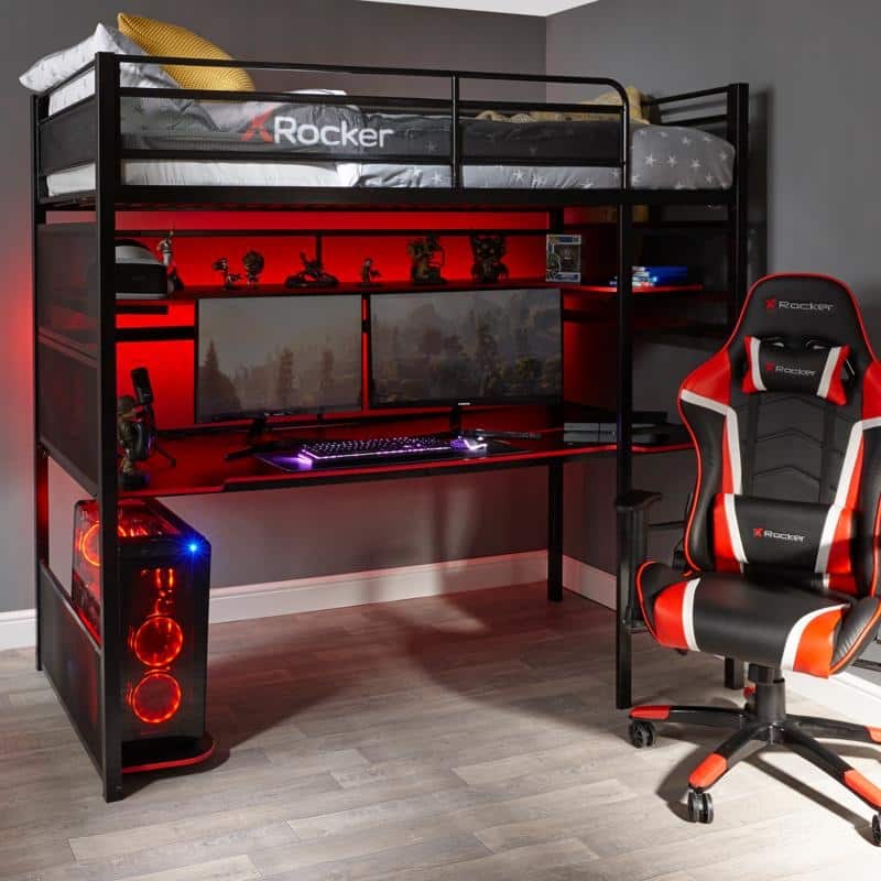 X Rocker Battle Bunk Gaming Bunk Bed with Desk