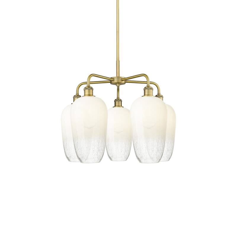 Innovations Lighting 516-5CR-21-26 Brookhaven Flute Chandelier - Brushed Brass / Opal