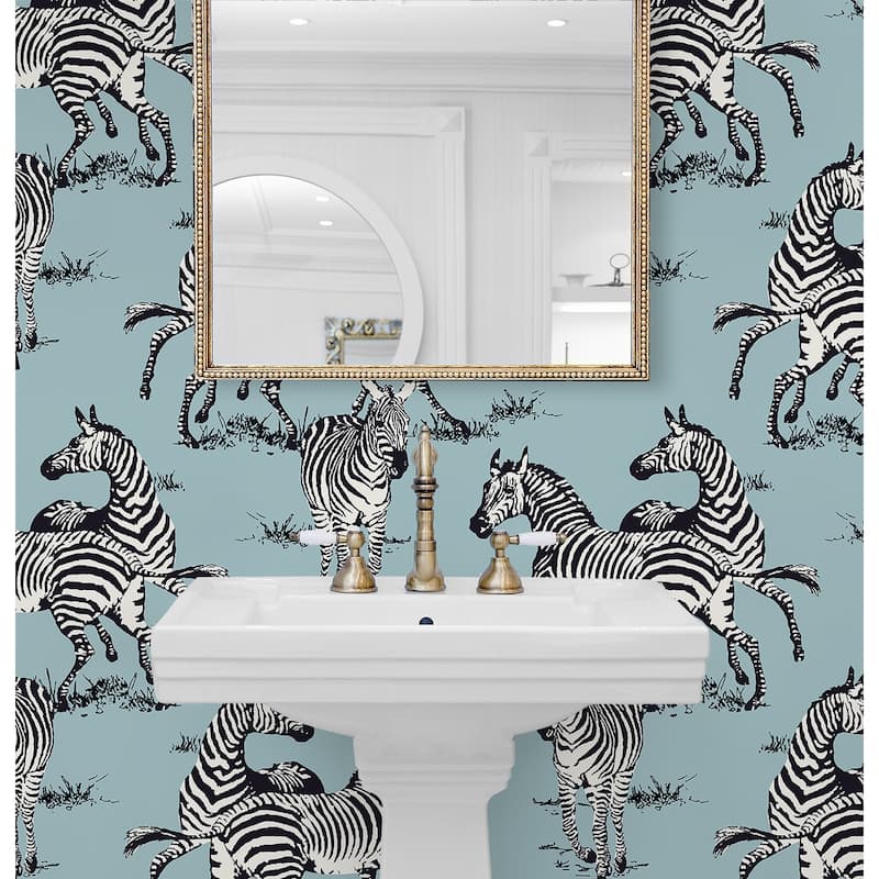 Harry & Grace Playful Zebras Peel and Stick Wallpaper