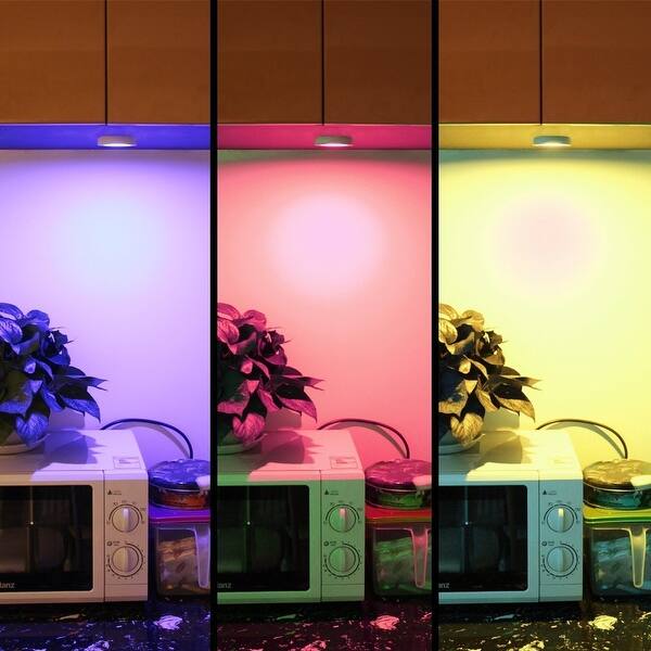 Shop Rgb Led Under Cabinet Lighting Kit 3pcs Led Puck Lights On