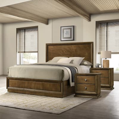 Furniture of America Igala 3-Piece Walnut Wood Panel Bedroom Set