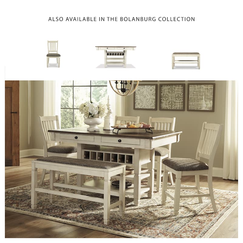 Bolanburg Casual DBL Counter Upholstered Bench, White