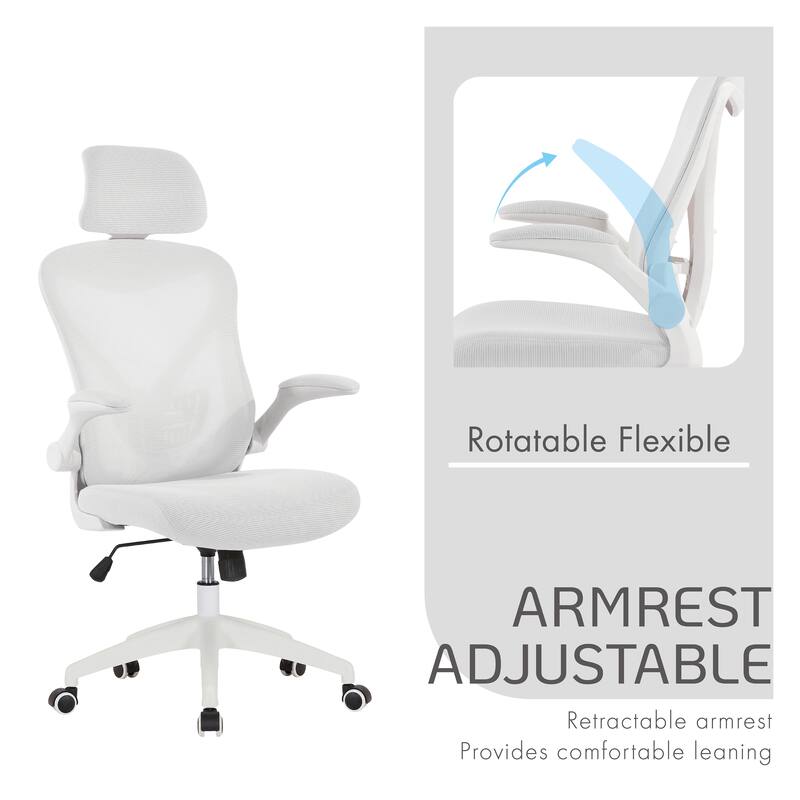 Porthos Home Raif Office Chair, Mesh Back, Central Tilt, Flip-up Armrests