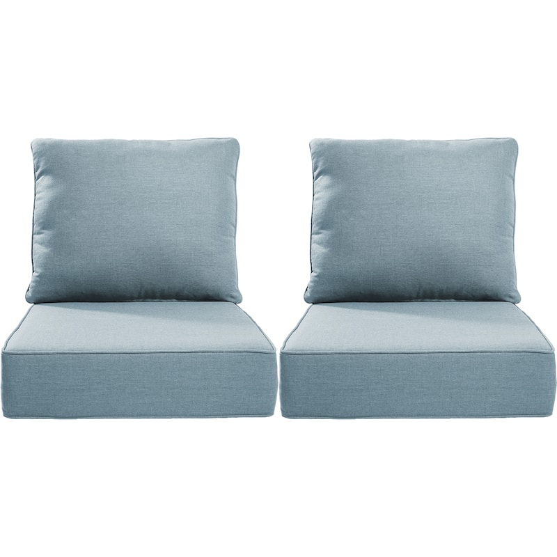 Luxury 6" Outdoor Cushions for Patio Furniture, 24x24x6 Cushion Set, Fade Resistant Replacement Cushions with Removable Cover - Baby Blue - 2 Set