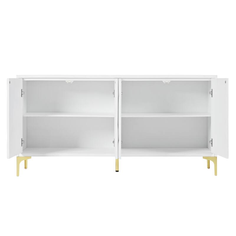 60" Press-to-Open Design Sideboard Buffet Cabinet with 4 Doors