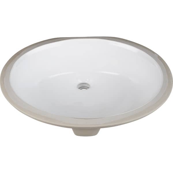 slide 1 of 1, Hardware Resources 19-1/16" Oval Porcelain Undermount Bathroom Sink White
