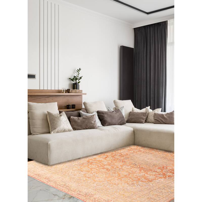 ECARPETGALLERY Hand-knotted Antalya Vintage Rust Wool Rug - 9'10 x 13'2