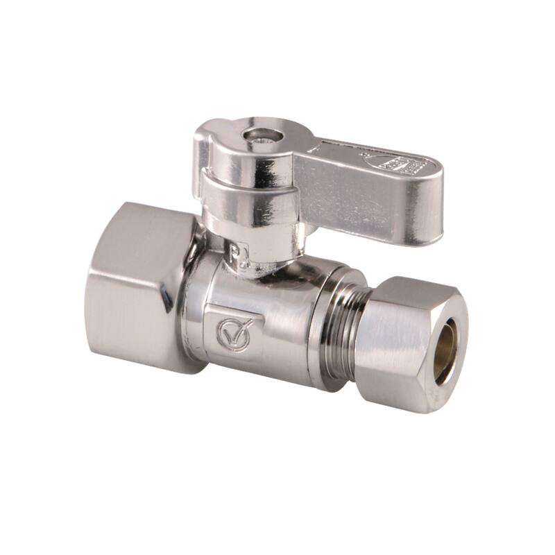 Kingston Brass 1/2" FIP X 3/8" OD Comp Straight Stop Valve - Brushed Nickel