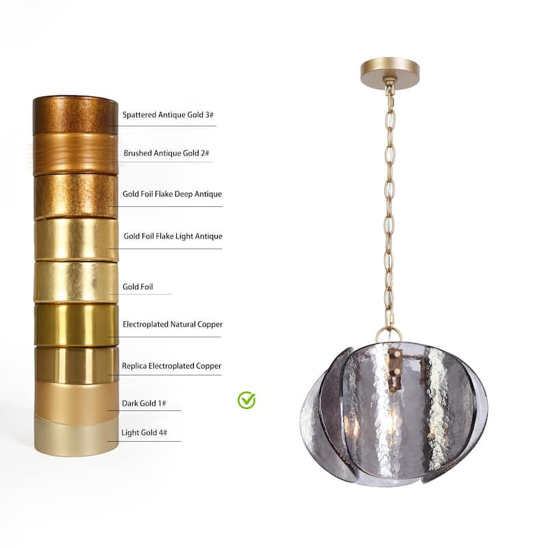 Modern 1-Light Textured Glass Pendant Light Art Deco Kitchen Island Light - D11.8" x H11.8"