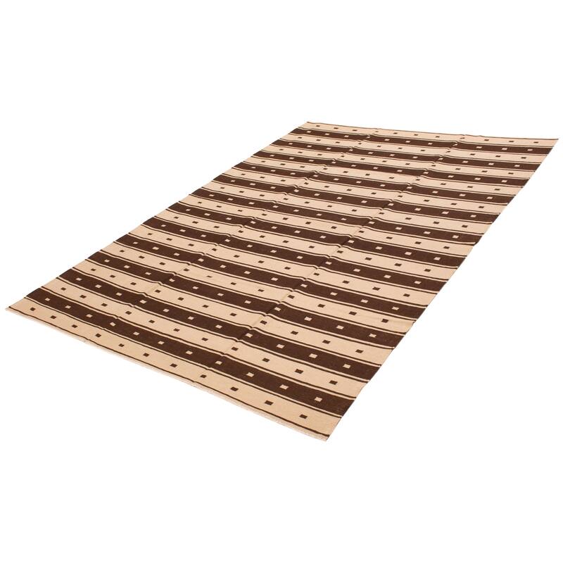 ECARPETGALLERY Flat-Weave Boho Brown Wool Kilim - 8'2 x 11'11