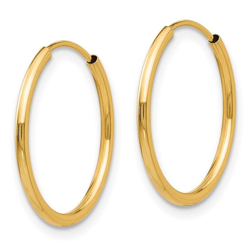 Curata 14k Yellow Gold Polished Set of 3 Pairs of Endless Hoop Earrings