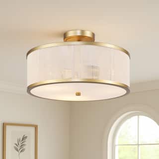 GetLedel Hand-woven Rope Semi-Flush Mount Ceiling Light
