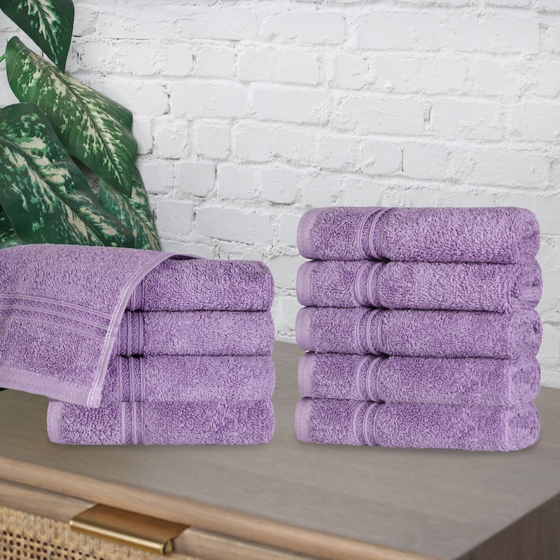 Superior Heritage Egyptian Cotton Absorbent Face Towel Set of 10 - Purple