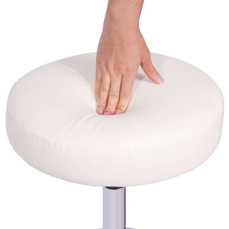 VECELO Round Drafting Stool Swivel Rolling Chair PU Leather Height Adjustable with Wheels Footrest Home Office Chair