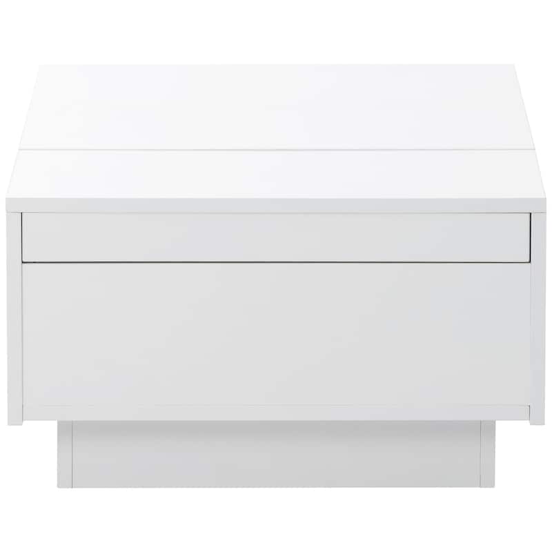 Roomfitters Modern High Gloss Coffee Table with Hidden Storage, Extendable Center Table with Sliding Top with Pull-Out