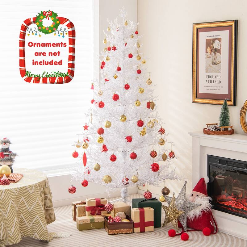 6 FT Pre-Lit Christmas Tree Snow Flocked Hinged 11 Lighting Modes