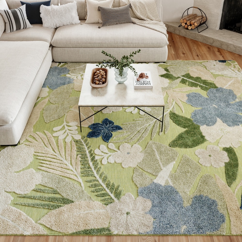 Nourison Suncoast Indoor/Outdoor Floral Area Rug.