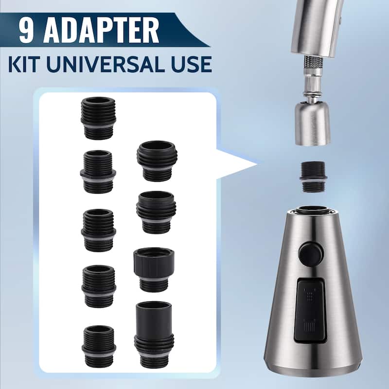 WOWOW Stainless Steel Kitchen Sprayer Head - 3 Modes with 9 Adapters