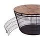 preview thumbnail 3 of 4, Fulton 28 in. W Round Iron and Wood Coffee Table with Decorative Handles