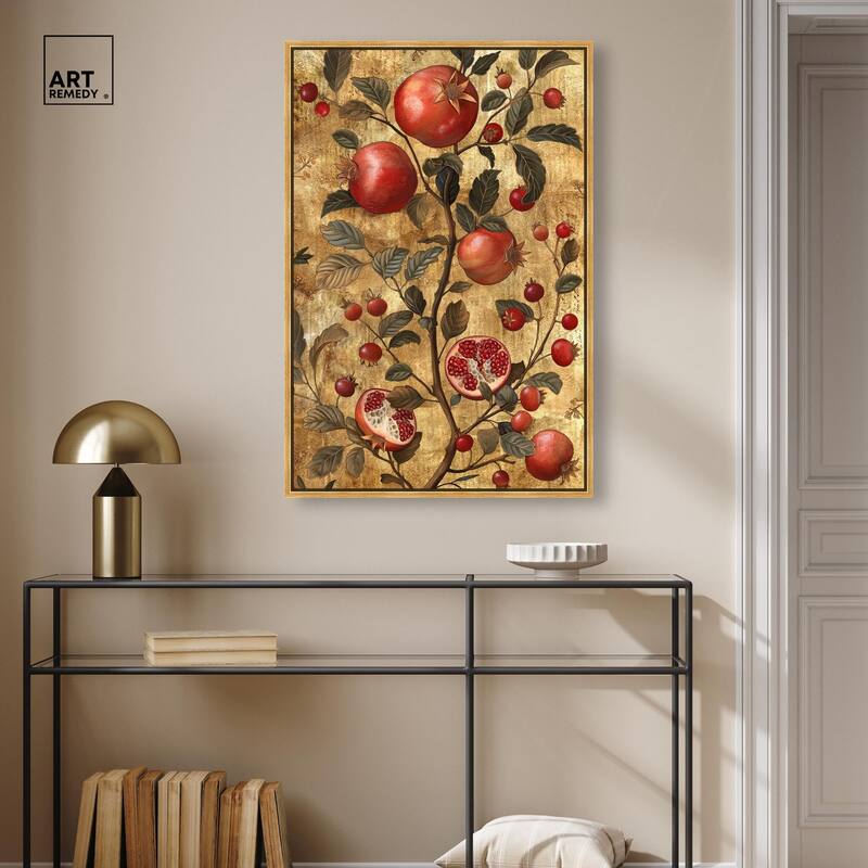 Golden Pomegranate Canvas by Art Remedy