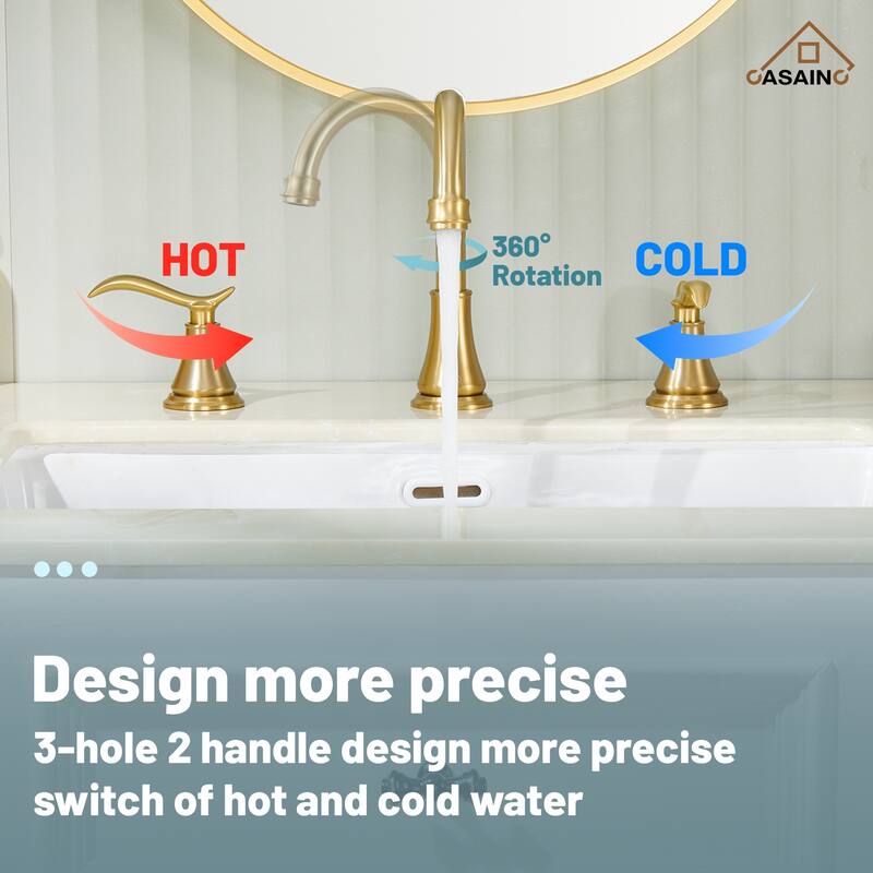8 in. Widespread Double Handle Bathroom Faucet with Drain Kit Included