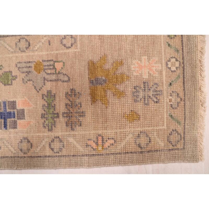 ECARPETGALLERY Hand-knotted Modern Oushak Light Grey Wool Rug - 7'11 x 9'9