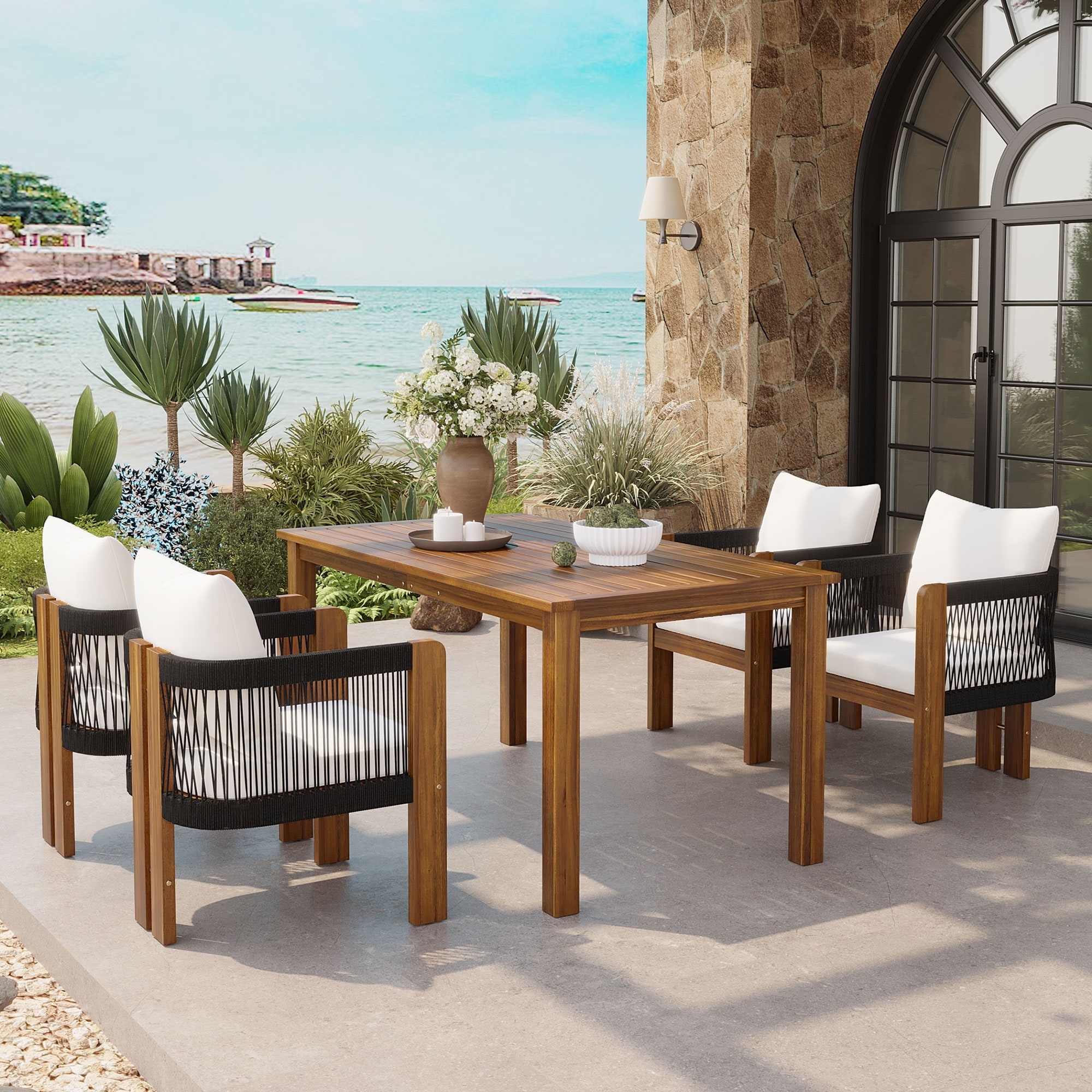 Luxury 5-Piece Outdoor Patio Dining Set for Garden, Backyard, Poolside