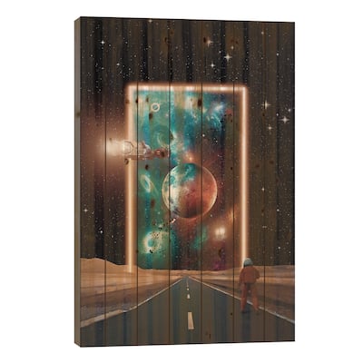 Astronaut Stargate Road To Another Moon Print On Wood by GEN Z - Multi-Color