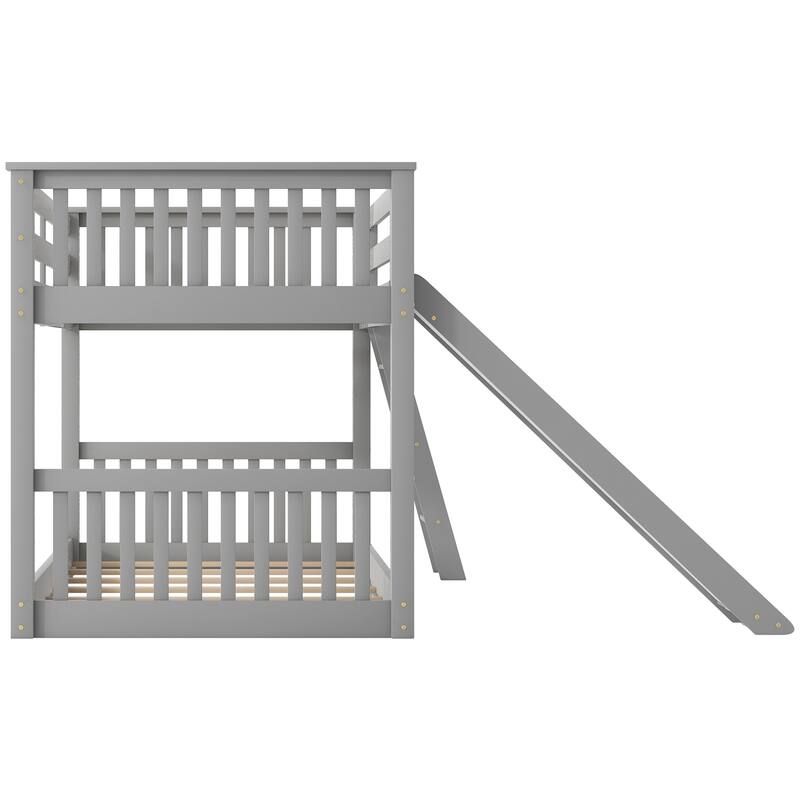 Twin over Twin Bunk Bed with Convertible Slide and Ladder, White