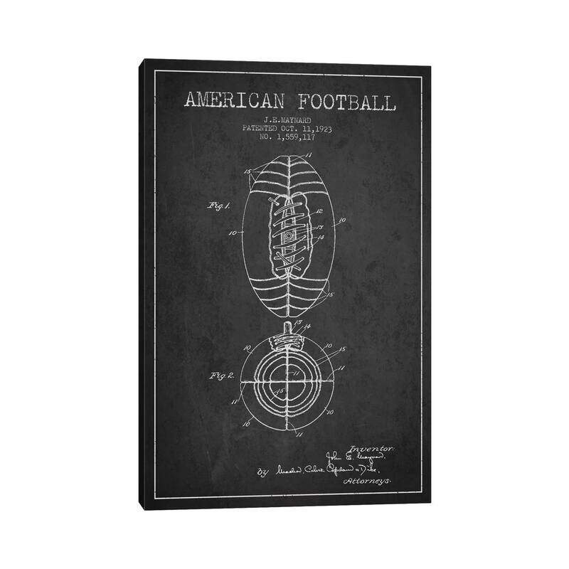iCanvas "Football Charcoal Patent Blueprint" by Aged Pixel Canvas Print