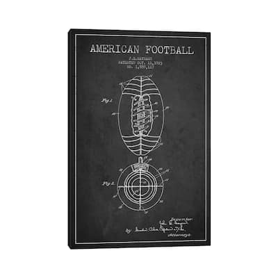 iCanvas "Football Charcoal Patent Blueprint" by Aged Pixel Canvas Print