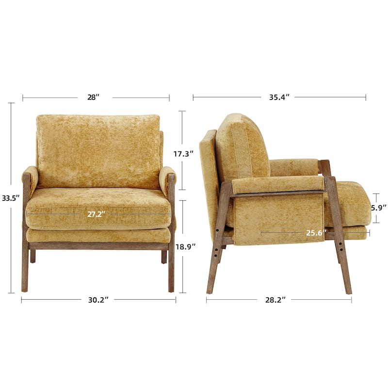 Mid-Century Modern 30" W Chenille Upholstered Accent Leisure Armchair