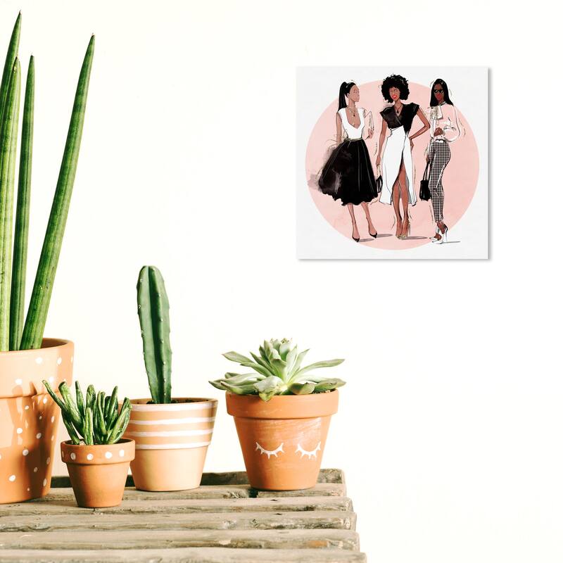 Wynwood Studio Canvas Fashion and Glam Shopping Best Friends Pink and Light Pink Glam Wall Art Canvas Print - 12 x 12