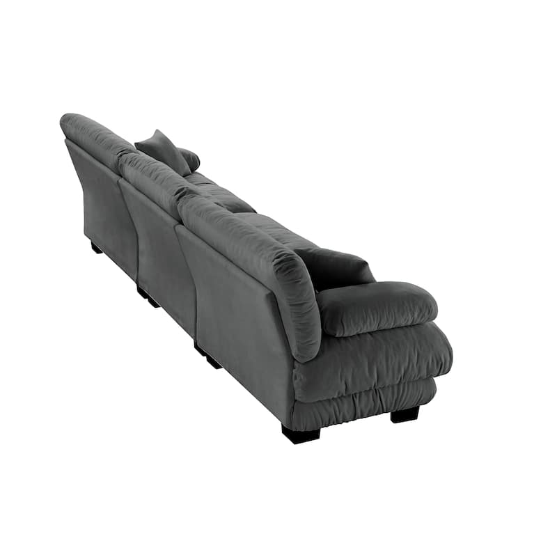 133.8" Chenille 4-Seat Sofa with Bolster Arms & Deep Cushions