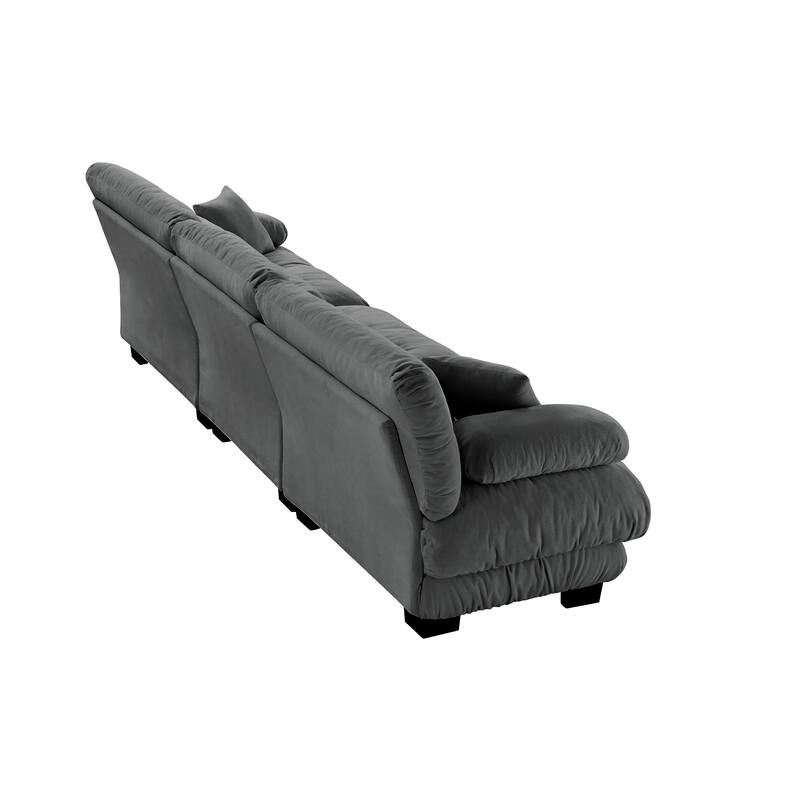 Roomfitters 3-Seater Modular Chenille Sofa, Deep Seat Cloud Couch with Round Bolster Armrests
