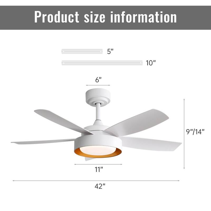 47/42 in. White Ceiling Fans with 22W Dimmable LED Light & Remote Control